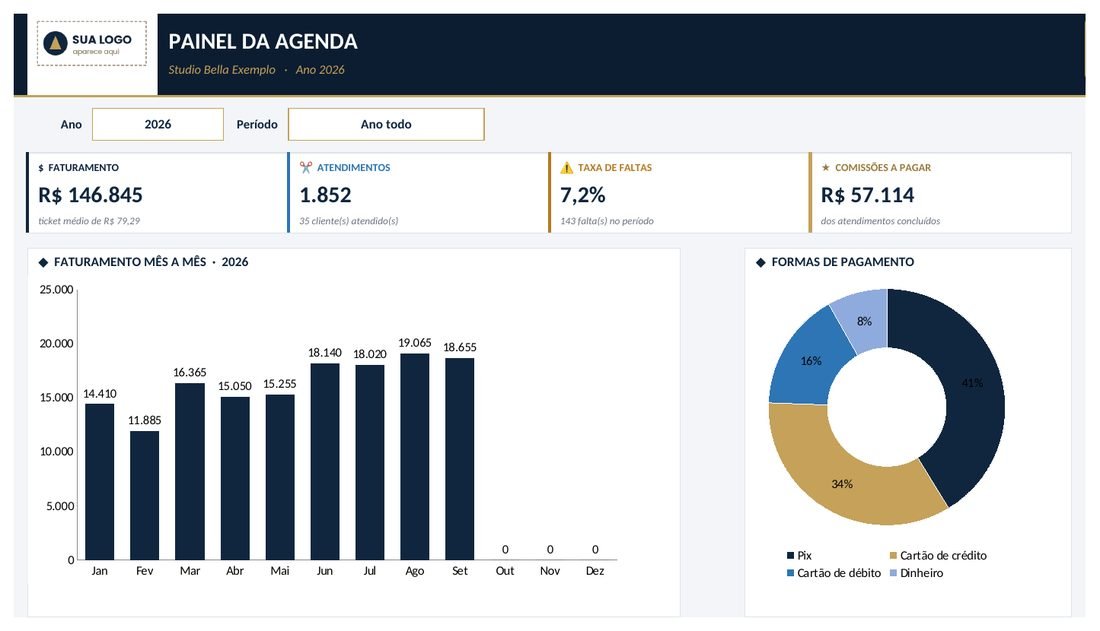 Agenda de Clientes, tela com dados de exemplo