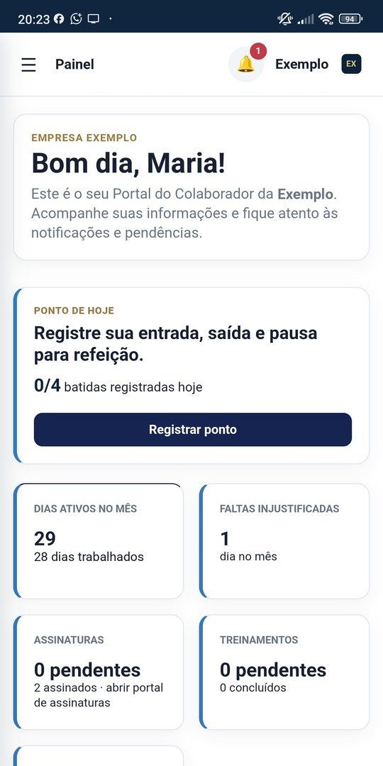 Gestão de Pessoas, tela com dados de exemplo